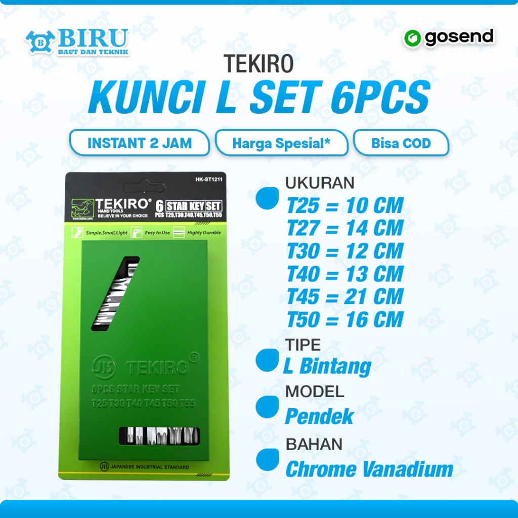 TEKIRO Kunci L Bintang Set 6Pcs T25-T55