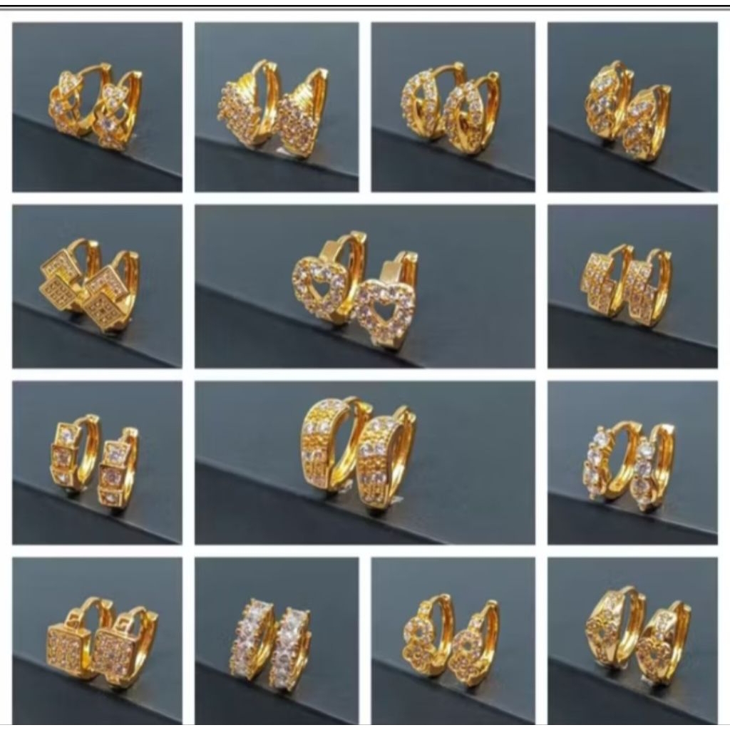Improt Anting wanita dewasa motif terbaru termurah grosiran titanium berlapis emas murni
