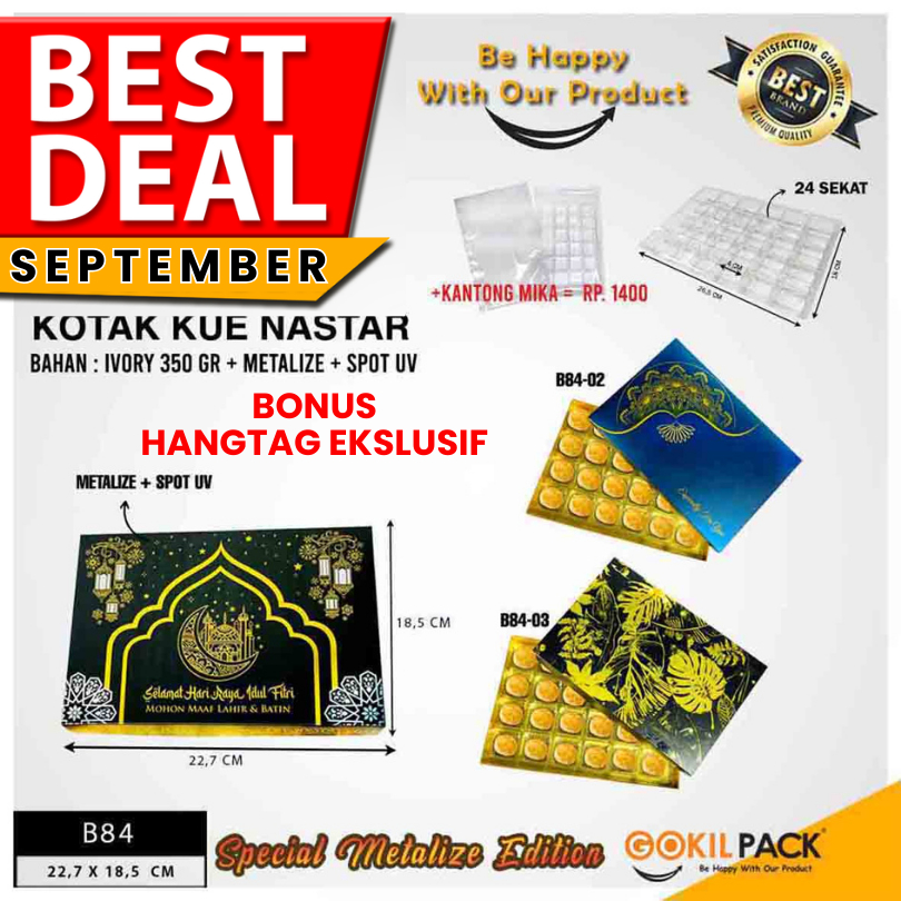 

Box Coklat Kotak Kue Nastar Mika Sekat Packaging Lebaran Murah - B84