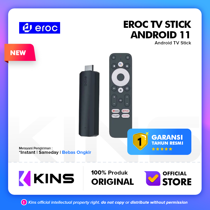 EROC TV Stick Android 11 - Full HD - WIFI - Google Assistant - F1