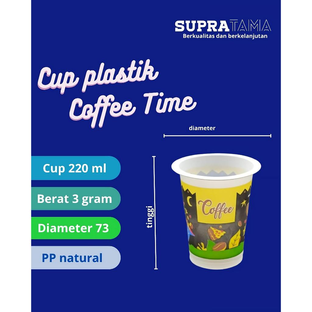 SUPRACUP COFFEE TEAM GELAS PLASTIK  KOPI / TEH 200 ML - CUP PRINTING