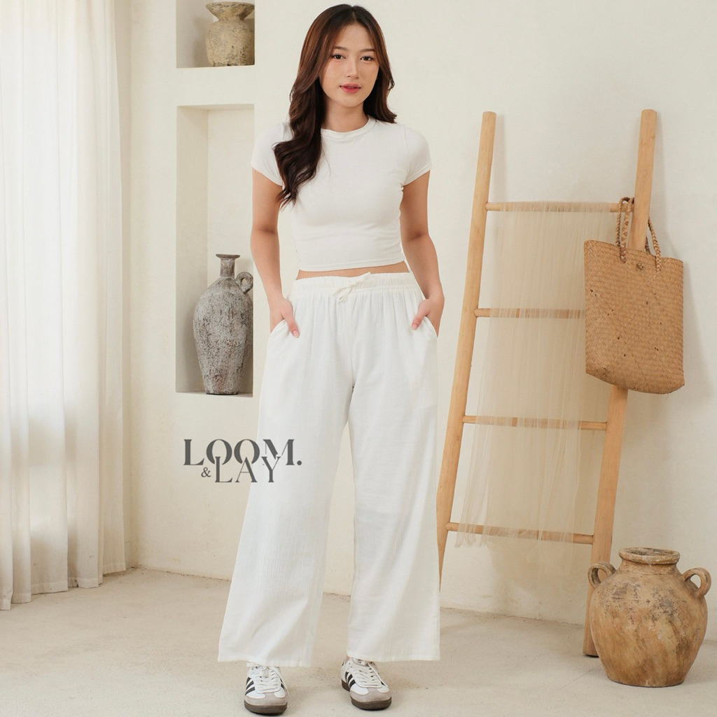 LOOMANDLAY - Linen Kulot Putih / Daily Linen Pants / Celana Linen Lanita / Linen Pants / Celana Panj