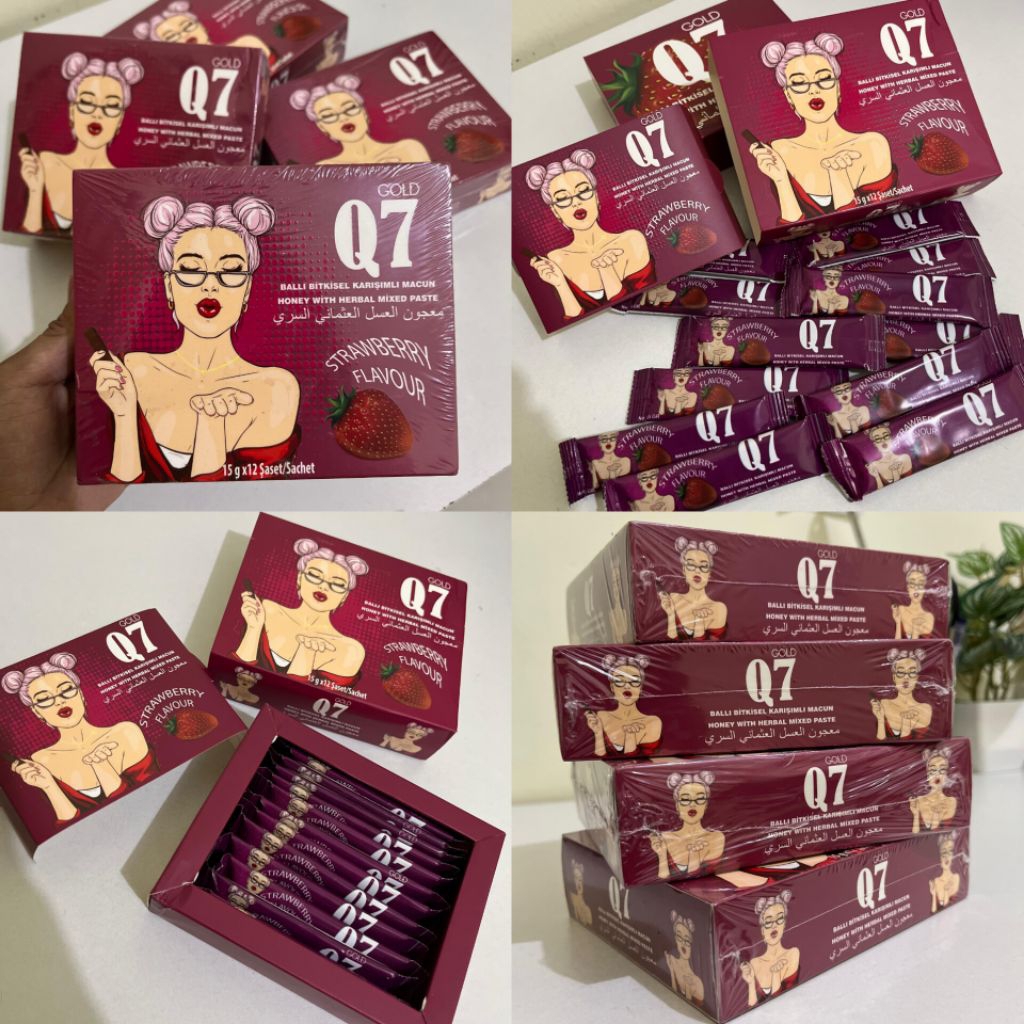 

Q7 Gold Wonderfull Honey PERBOX | For Women Strawberry Flavour | Madun Macun Turki Turkey Turkiye