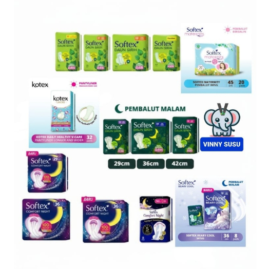 softex pembalut kotex daunsirih pantyliner COOL maternity celana menstruasi wanita 36 29 23 42 cm MX