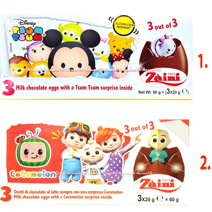 

Zaini Disney Tsum Tsum Cocomelon Coklat Telor Egg Chocolate 3pcs isi Mainan Sum Sum Zainni Cokelat Egg Zaini Sum Sum TsumTsum Cocomelon