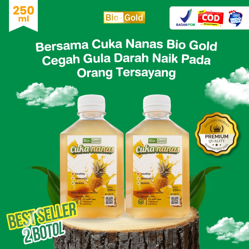 

Cuka Nanas BIO GOLD Fermentasi Alami 250ml - Herbal Tradisional dari Buah Nanas untuk Bantu Diabetes, Atasi Kolesterol, Hipertensi, Detox Tubuh, dan Jaga Daya Tahan