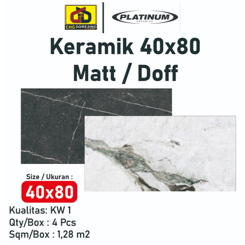 Platinum Keramik 40x80  Kw 1 Matt / Doff