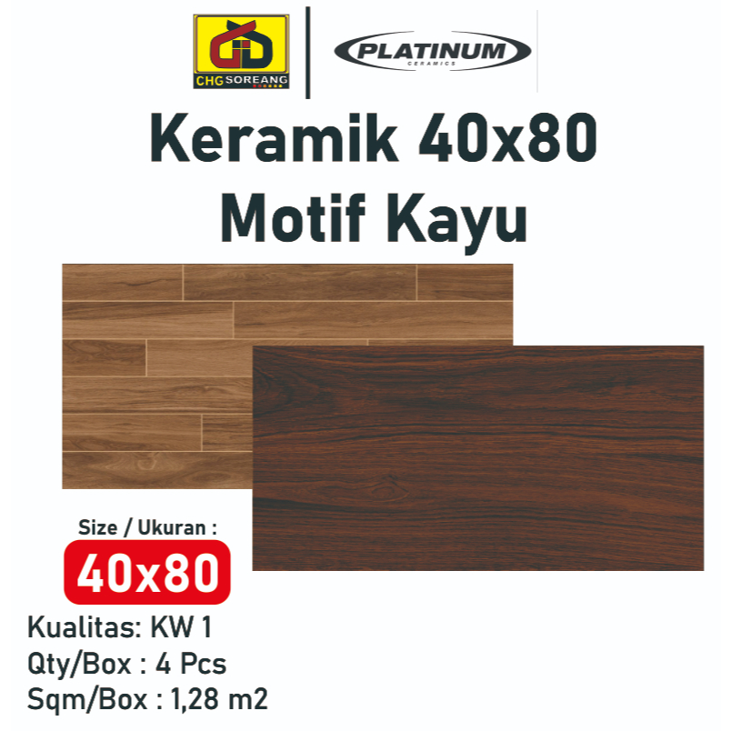 Platinum Keramik Motif Kayu 40x80  Kw 1
