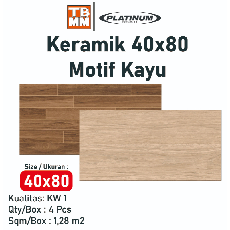 Platinum Keramik Dinding Motif Kayu 40x80 Kw 1