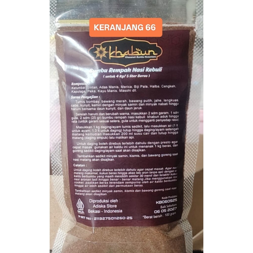 

Bumbu Nasi Kebuli Khabun 100 gr