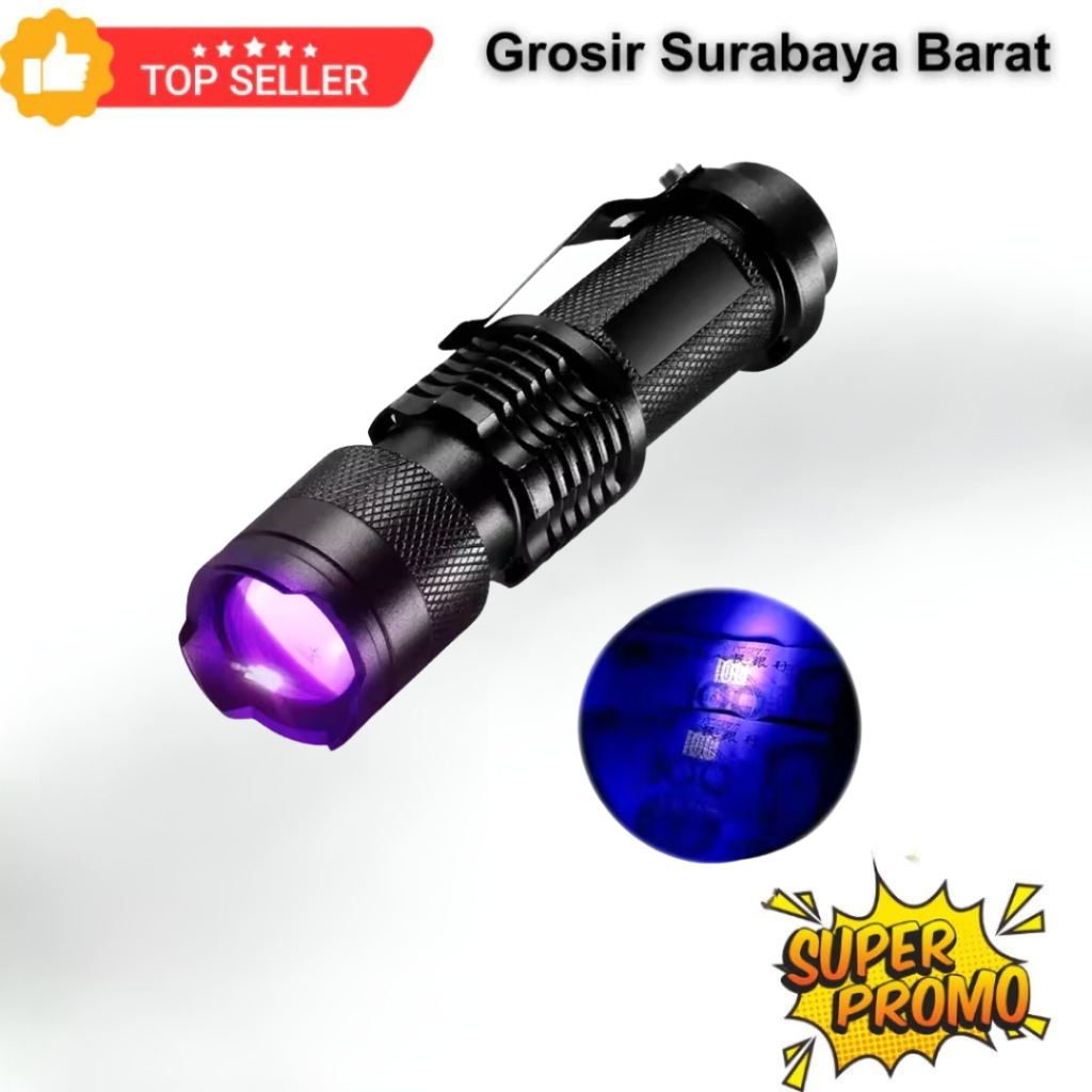 Senter UV LED Flashlight Senter LED Ultraviolet 395 Terbaik Premium