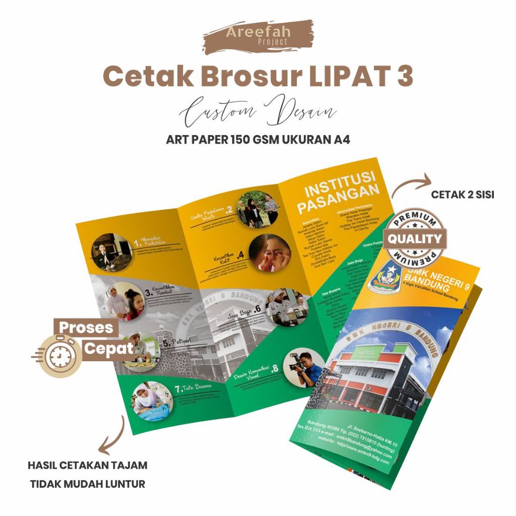 

Areefah Cetak Brosur Lipat 3 A4 (Trifold) | Custom Desain | Full Color & Kualitas Tinggi