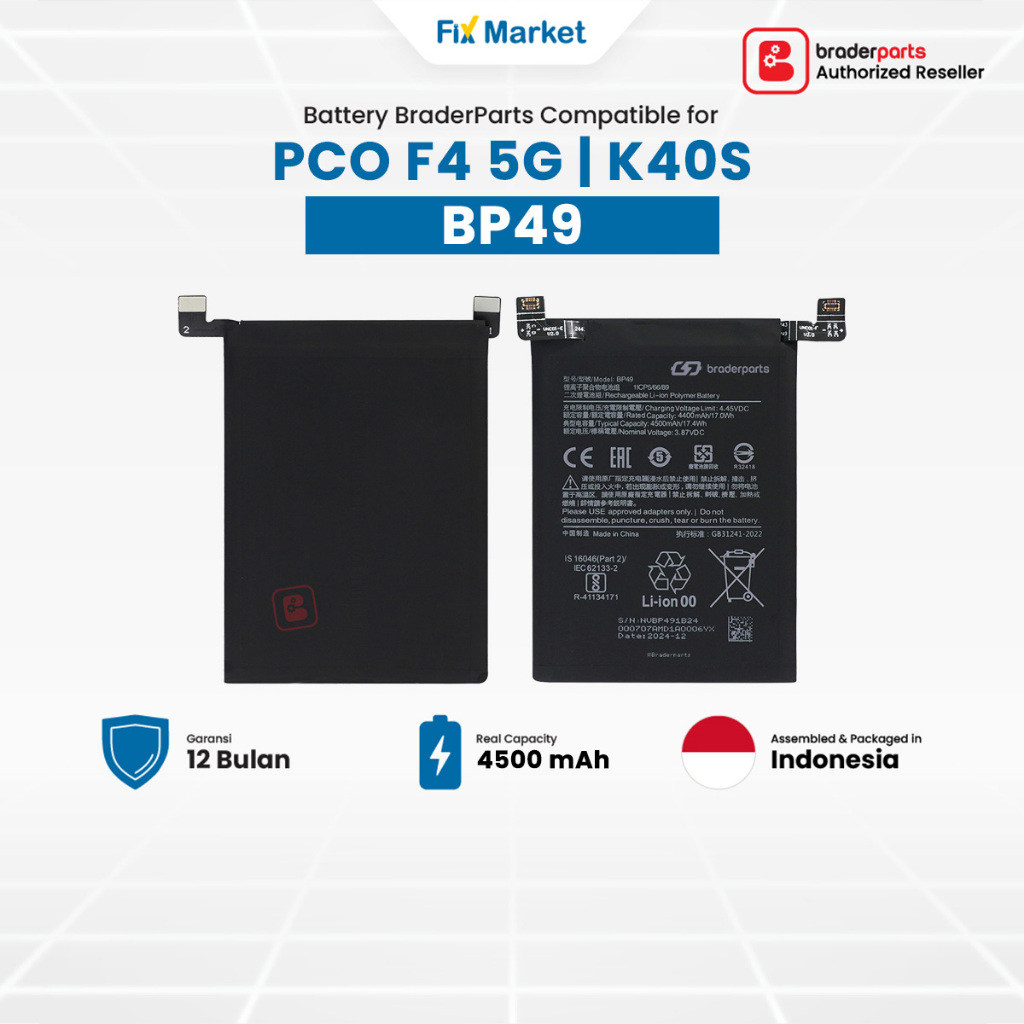 BraderParts Baterai Battery Batre BP49 X-Mi Pco F4 5G | K40S BPBT-G02-000621