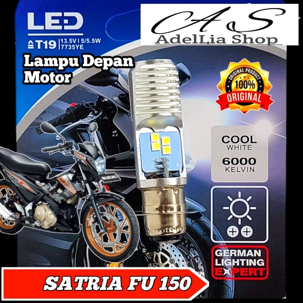Lampu Depan Motor Suzuki Satria Fu 150 LED Putih Ac/Dc Pengganti Dop/Bohlam Standart WrT19