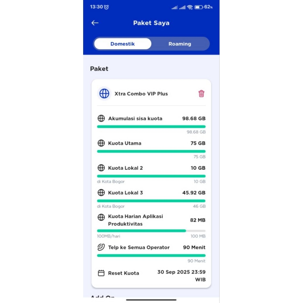 kartu xl xtra combo vip plus 75gb diskon 90%
