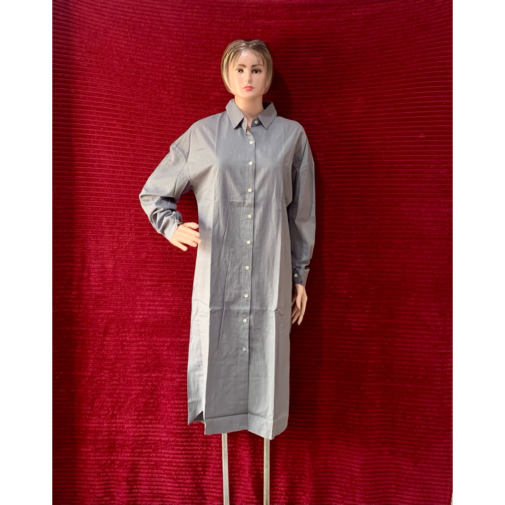KEMEJA DRESS TUNIK WANITA POLOS KEKINIAN | MURAH | KANCING DEPAN