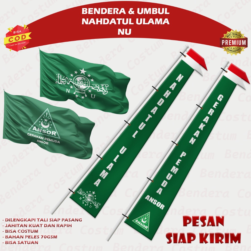 UMBUL UMBUL BANDIR NU GP ANSOR UKURAN 3M MURAH BERKUALITAS