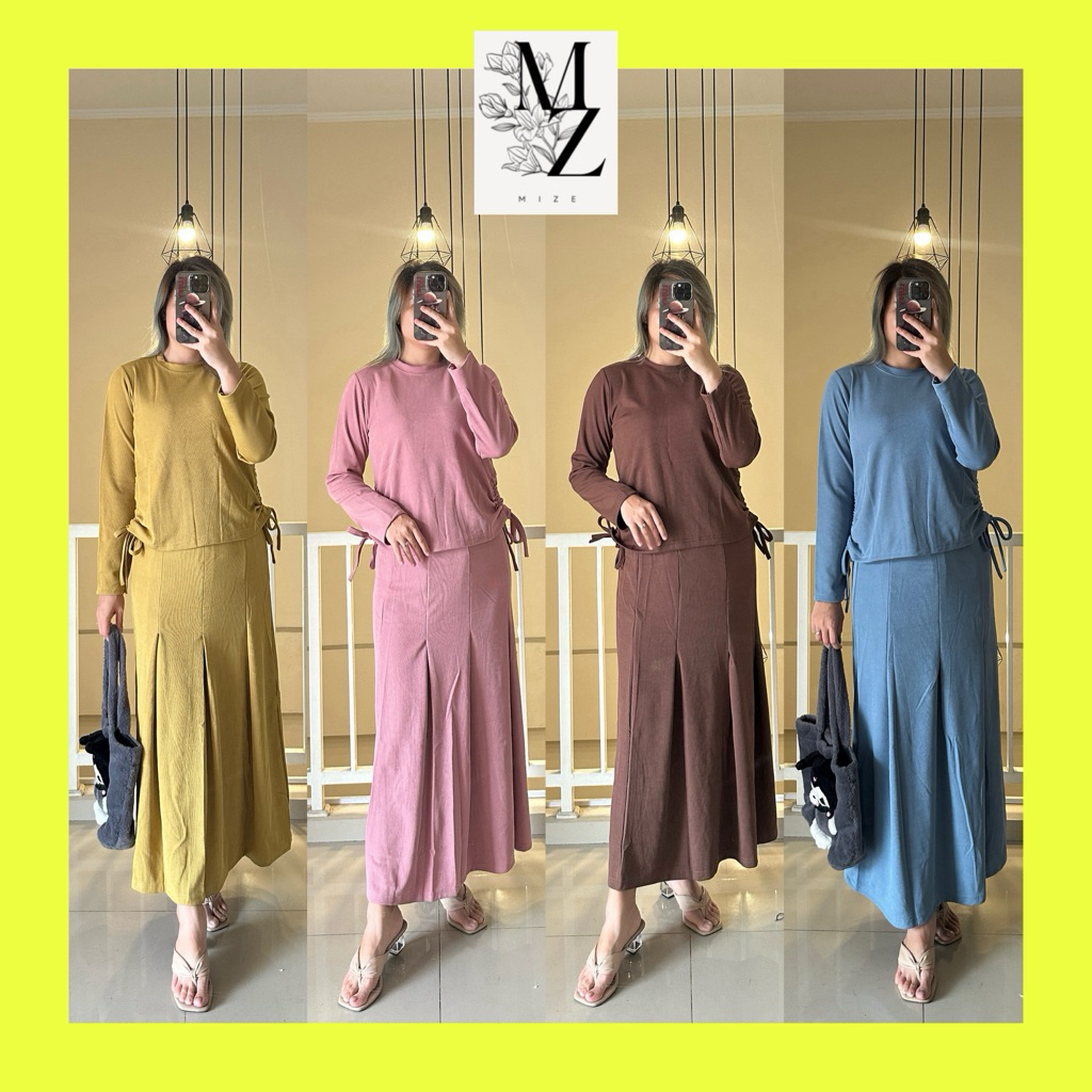 MIZE - SetRok Panjang Polos Kaos Premium Wanita Muslim