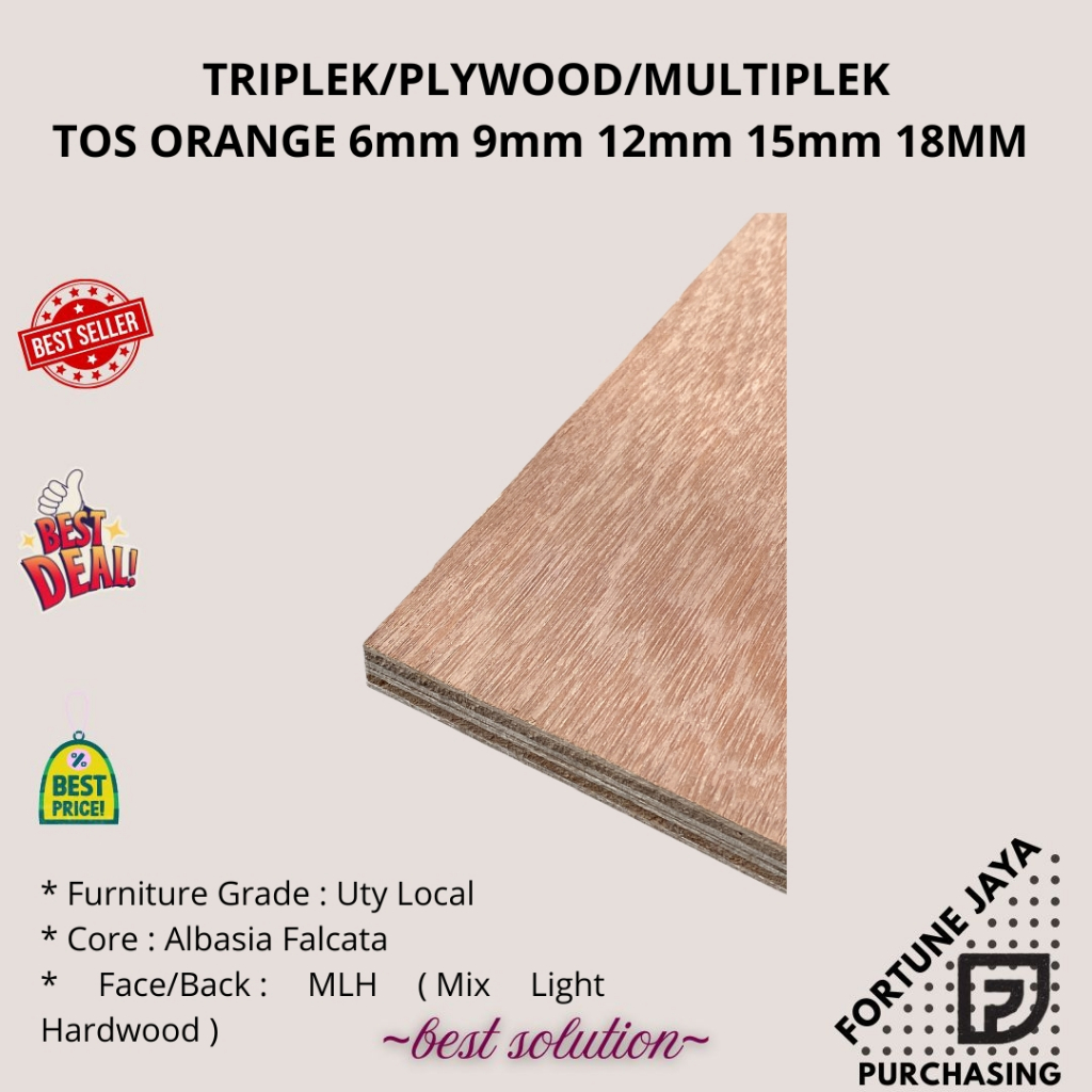 Triplek Multiplek Plywood Tos Orange 18mm | 50 lembar