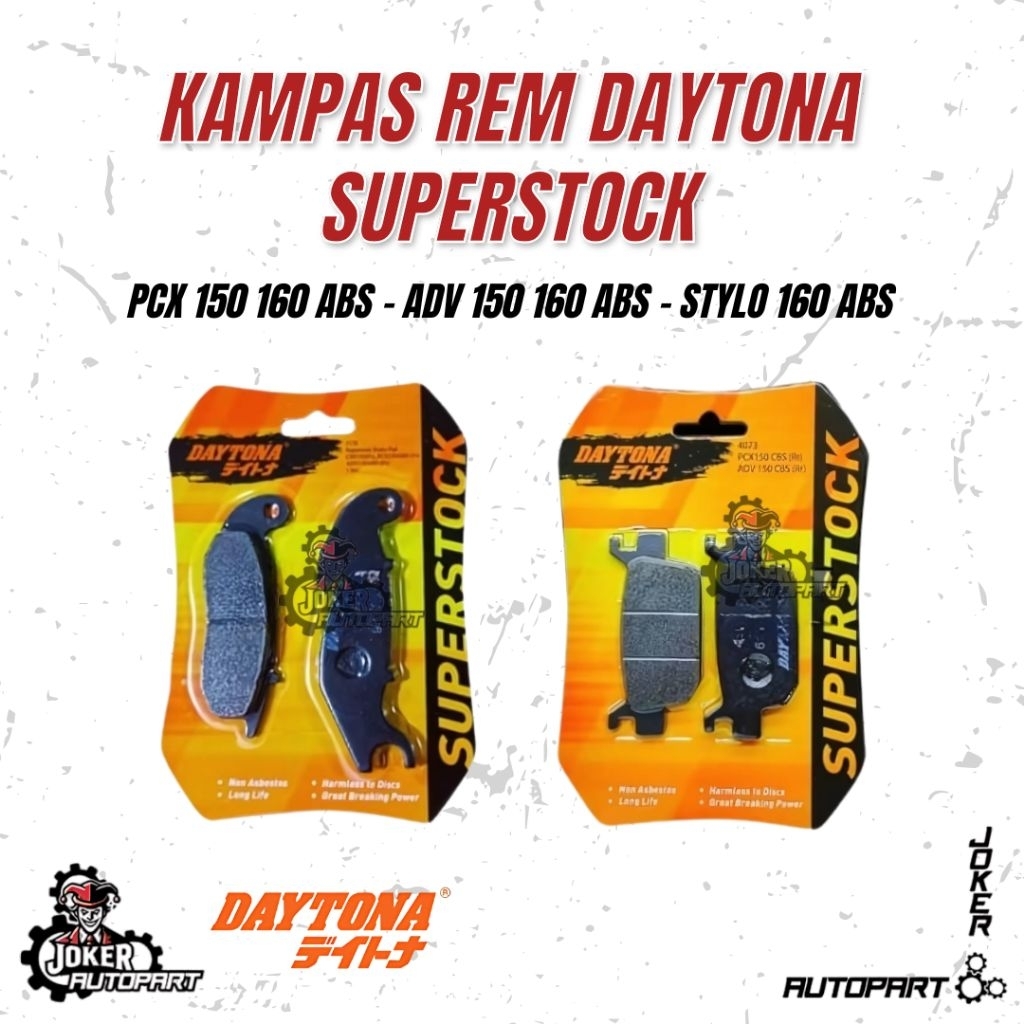 Daytona Kampas Rem PCX 150 160 ADV 150 160 ABS Stylo 160 ABS Dispad Kampas Rem Superstock