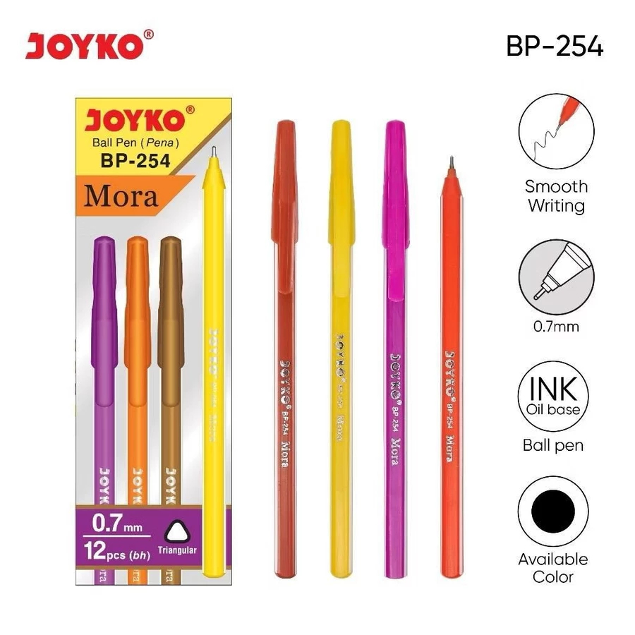 

VHP - Pulpen Joyko BP-254 Mora 12pcs Tinta Hitam 0.7mm