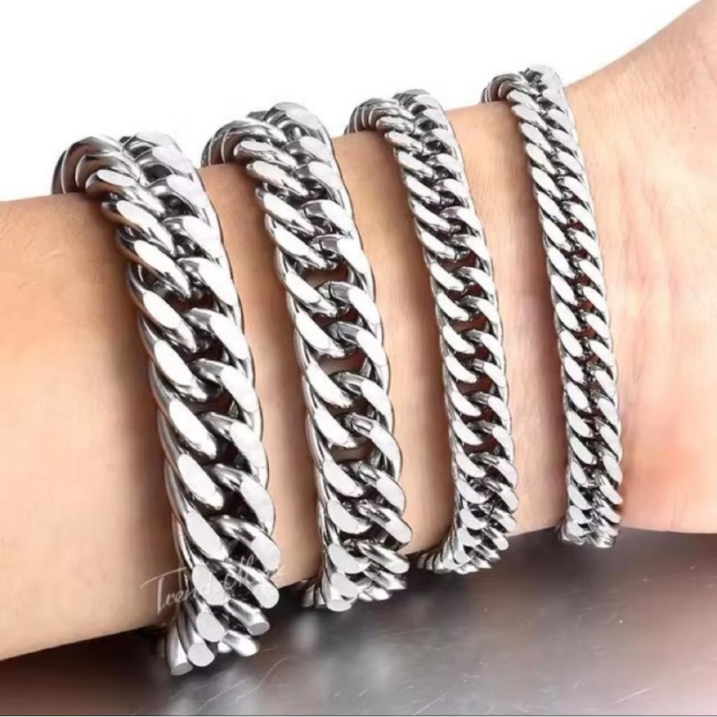 GELANG PRIA WANITA 3MM,5MM,7 MM DAN 10 MM GELANG RANTAI TITANIUM ANTI KARAT