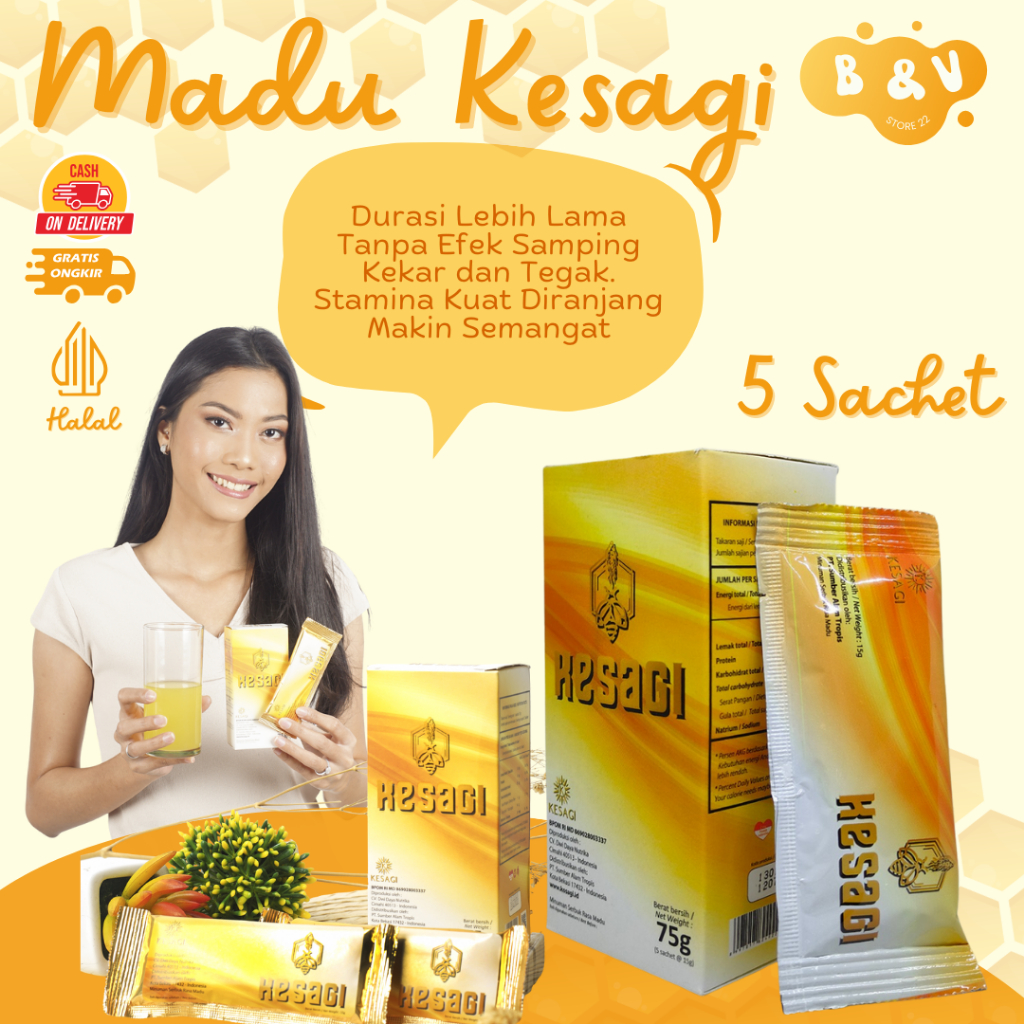 KESAGI  Madu Herbal Stamina Khusus Pria Kuat Tahan Lama - Obat Kuat Herbal Pria Tahan Lama - Halal B