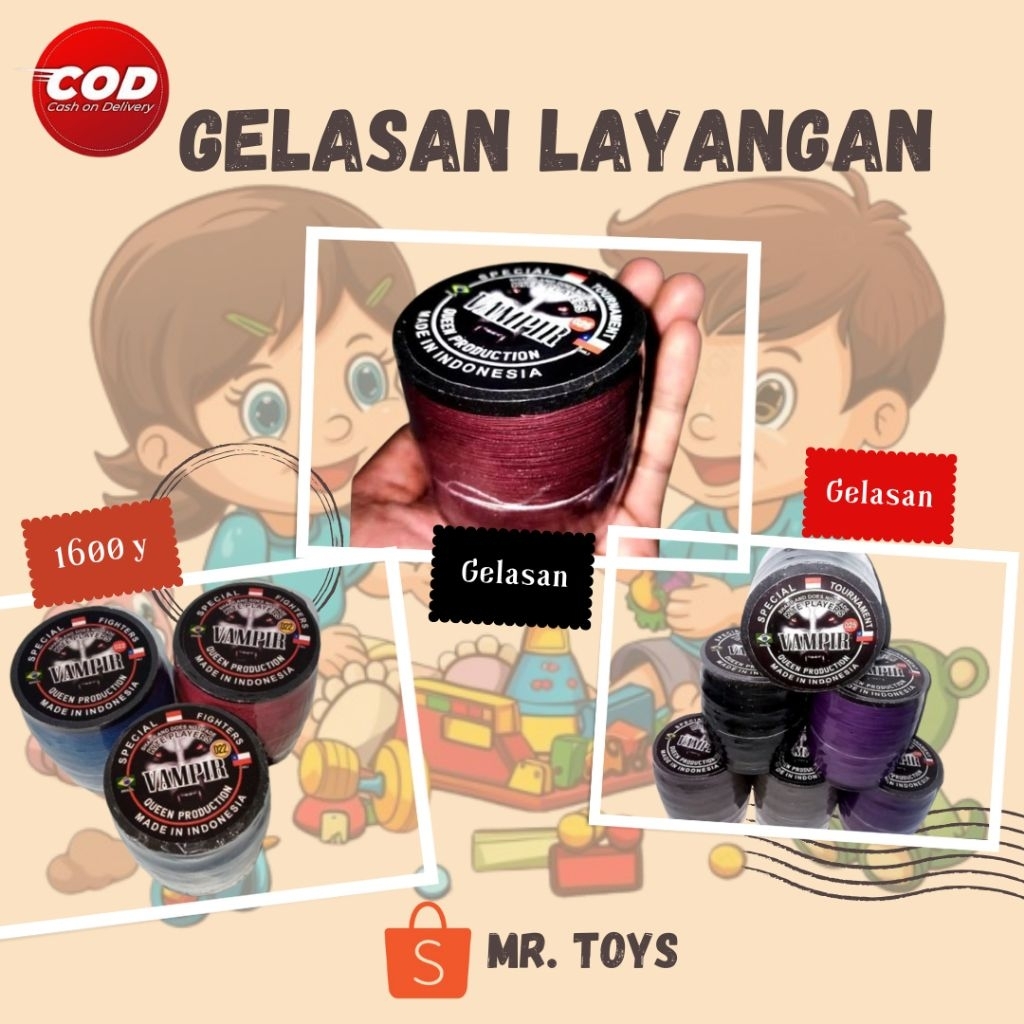 Gelasan benang layangan cap warok/wibu/vampir/tengkorak/gelasan super tajam matot full beling