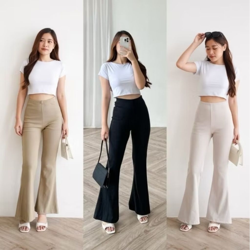 Highwaist Kulot Cutbray / Highwaist Flare Pants / Kulot Cutbray Scuba