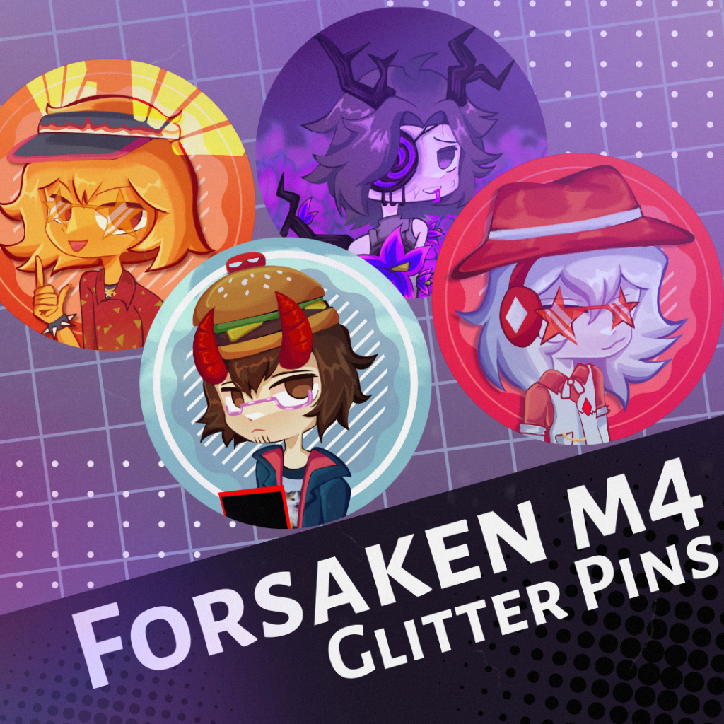 Fanmerch button pin roblox forsaken milestone 4 (elliot, chance, two time, 007n7)