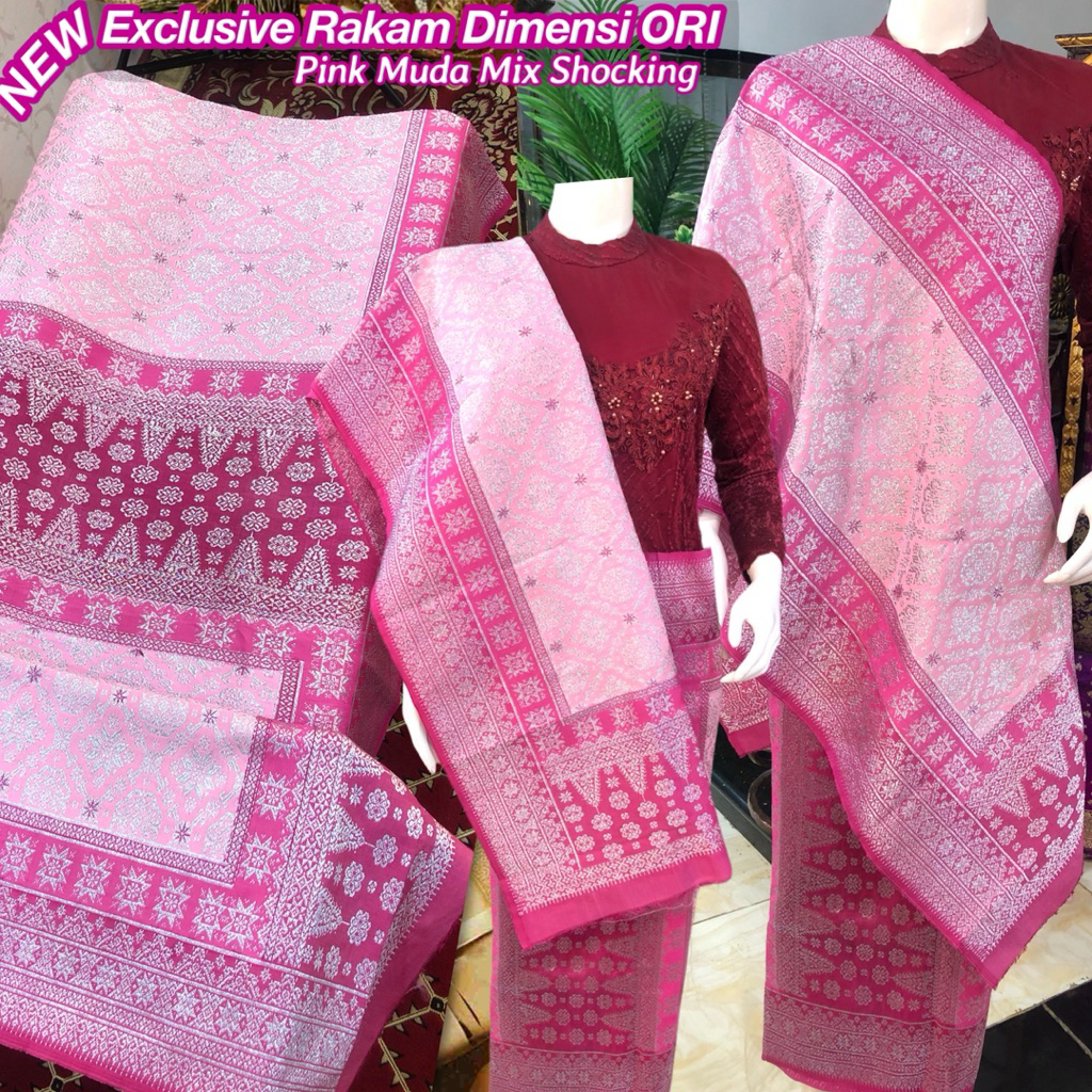 NEW Exclusive Songket Dimensi ORI /Trend Pink/ Songket Panca Warna Dimensi/ songket tenun asli palem