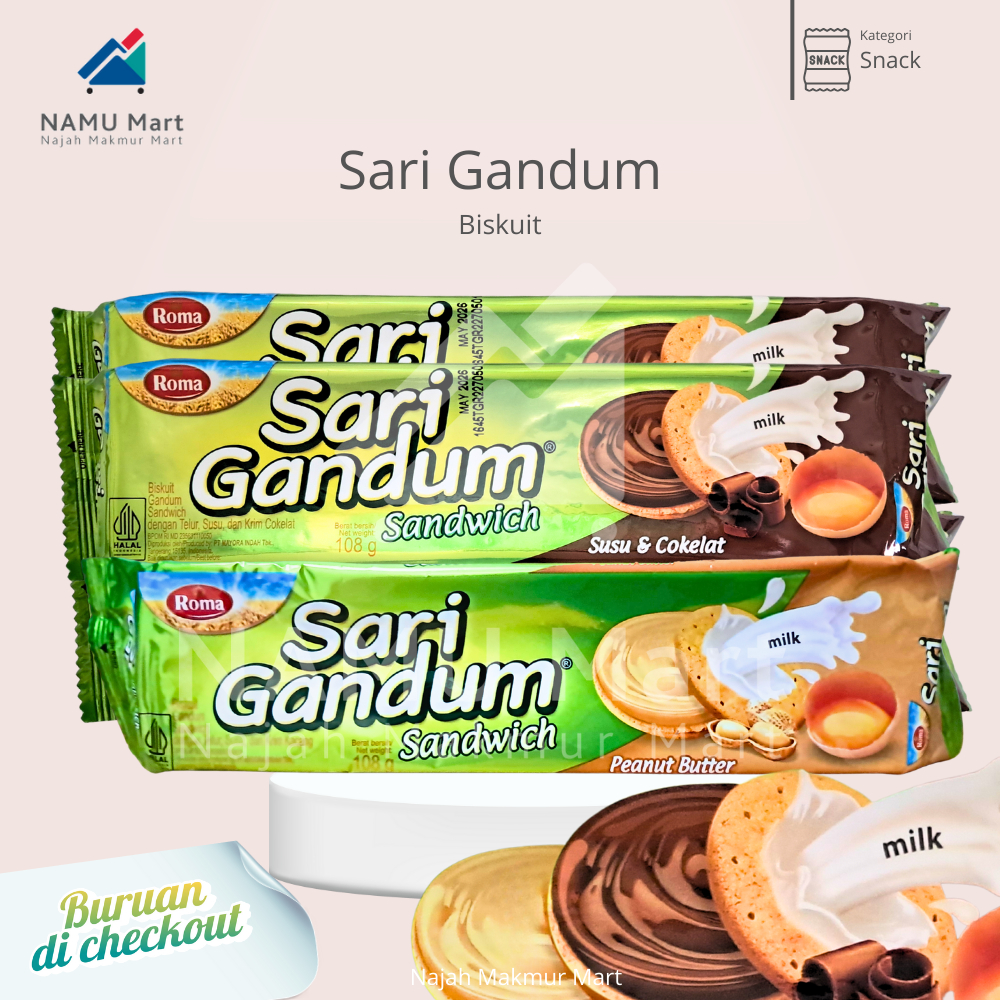 

Biskuit Roma Sari Gandum Sandwich Susu - 108 gr