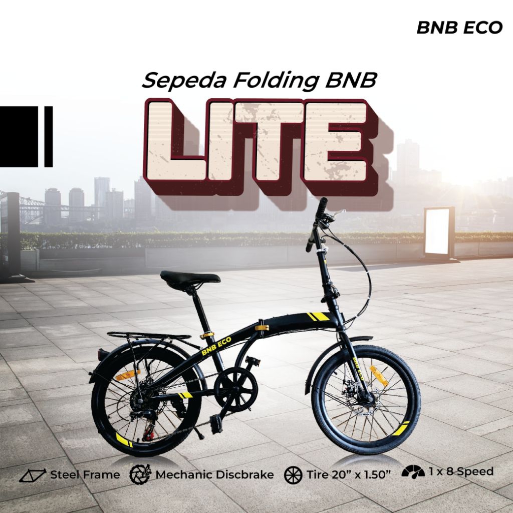 Sepeda Lipat  BNB 20 inch Eco Lite Rem Cakram 8 Speed