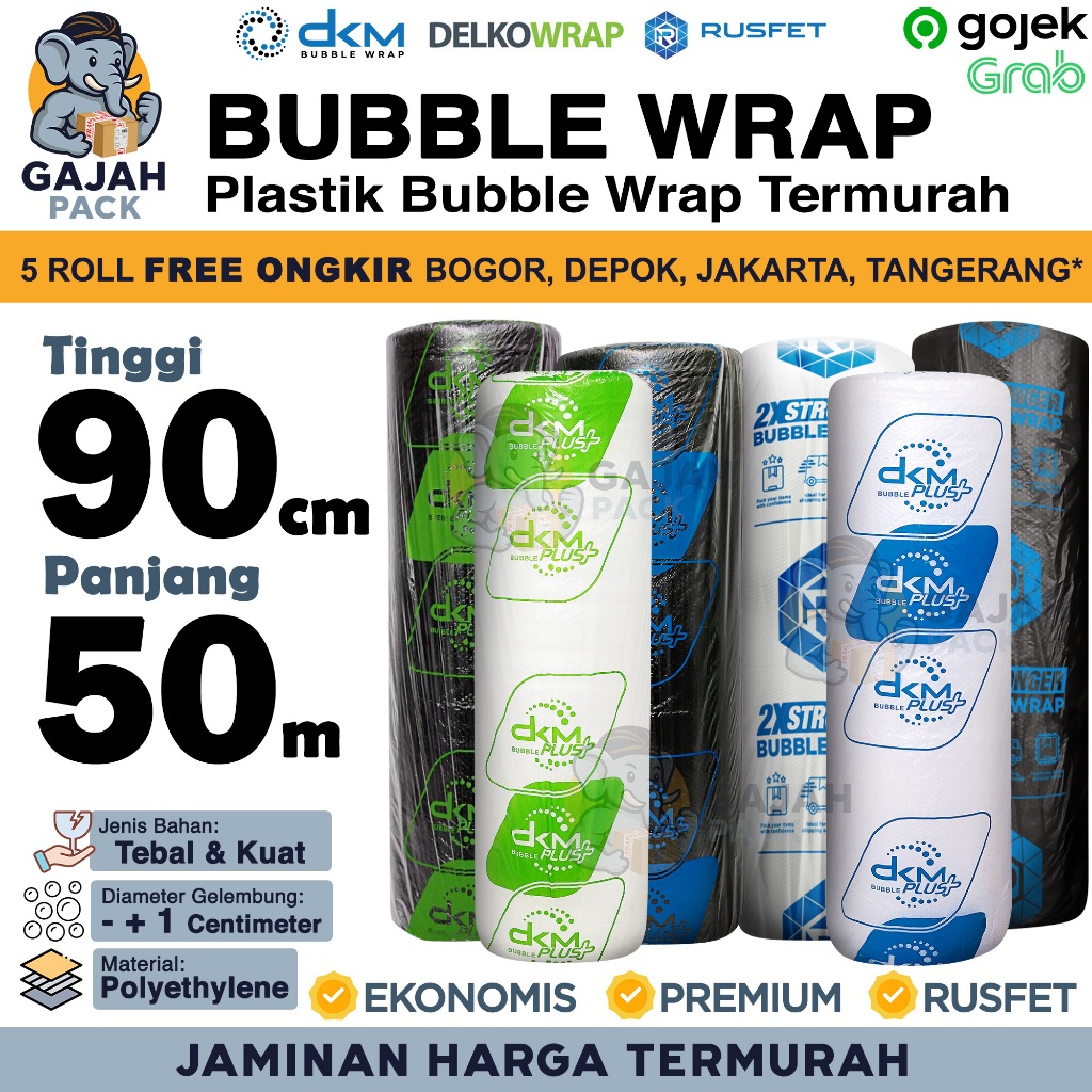 

Bubble Wrap 90CM X 50M Premium Ekonomis Tebal Pelindung Packing Barang Rusfet DKM PLUS Termurah