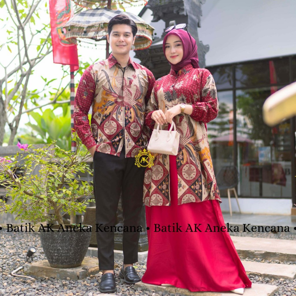 Batik Couple model gamis katun batik prima gamis kombinasi terbaru