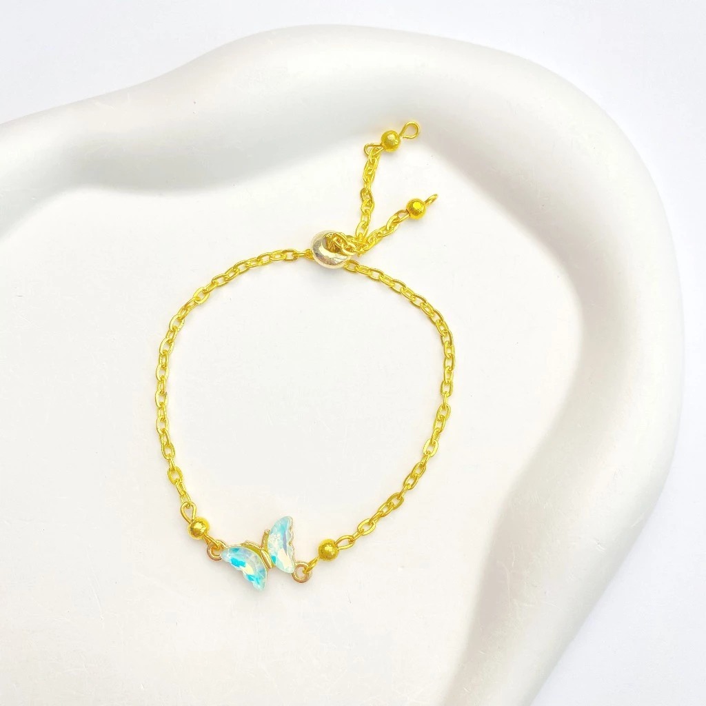 Gelang Tangan Rantai Gold Emas Model Kupu Kupu Cristal Bracelet Adjustable