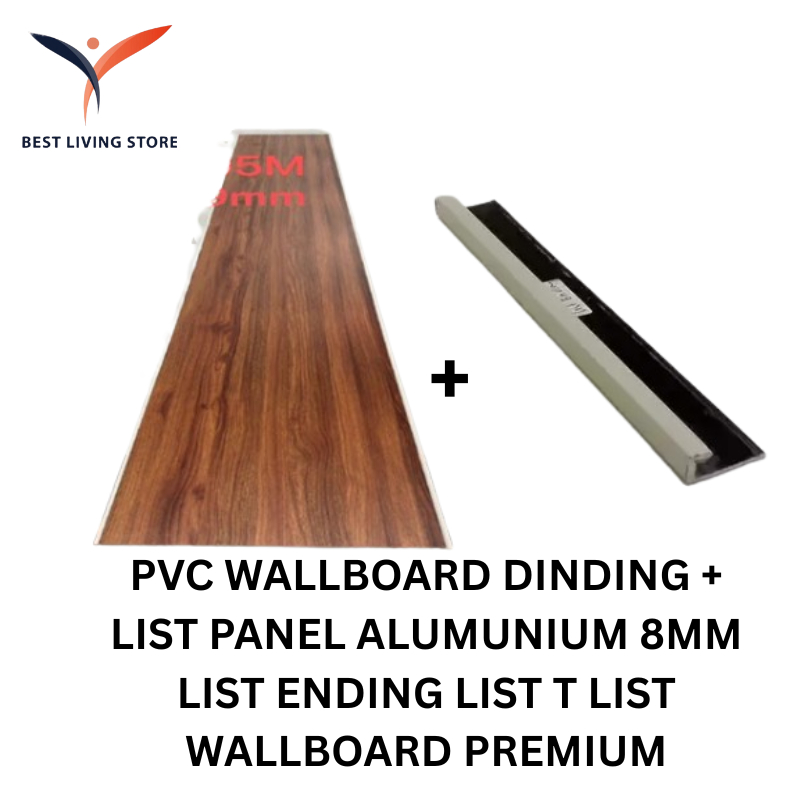 PAKET COMBO PVC WALLBOARD DINDING + LIST PANEL ALUMUNIUM 8MM LIST ENDING LIST T LIST WALLBOARD PREMI