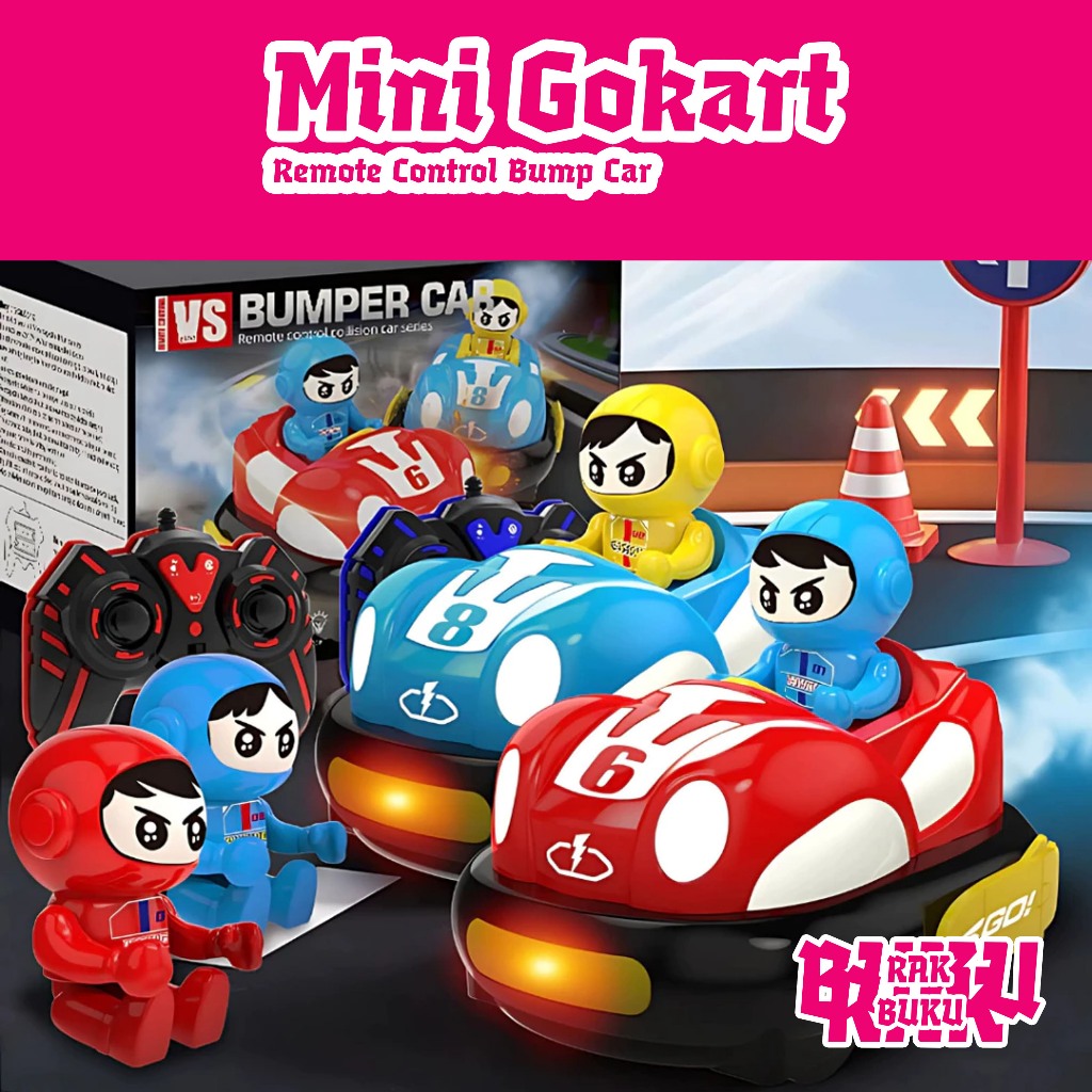 Mini Gokart Anak V2 / Mobil Bumper Lucu / Remote Control Bomb Car / Bumper Kart Anak V2 / Mainan Mob