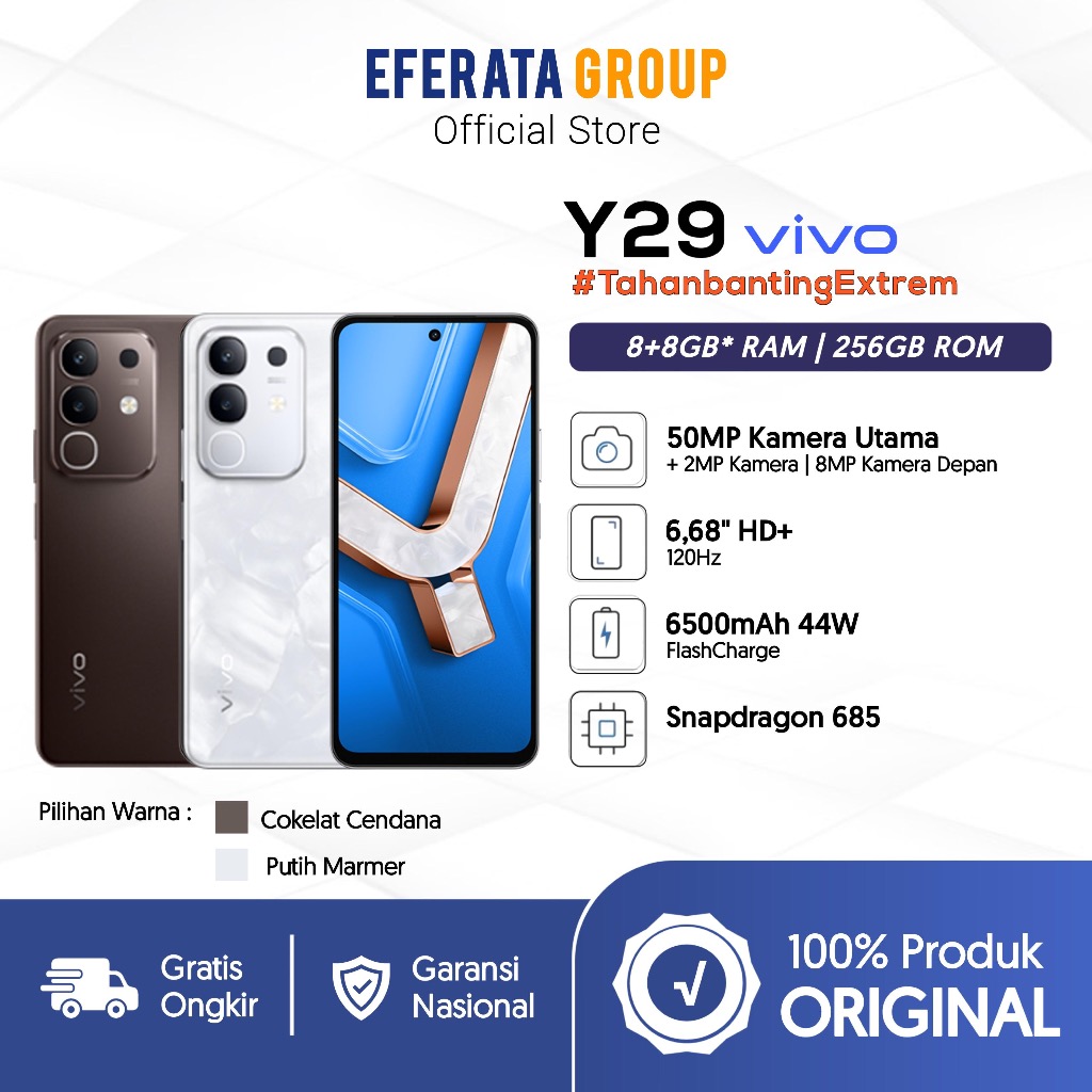 Handphone Vivo Y29 8/256GB 4G + Extended RAM 8GB