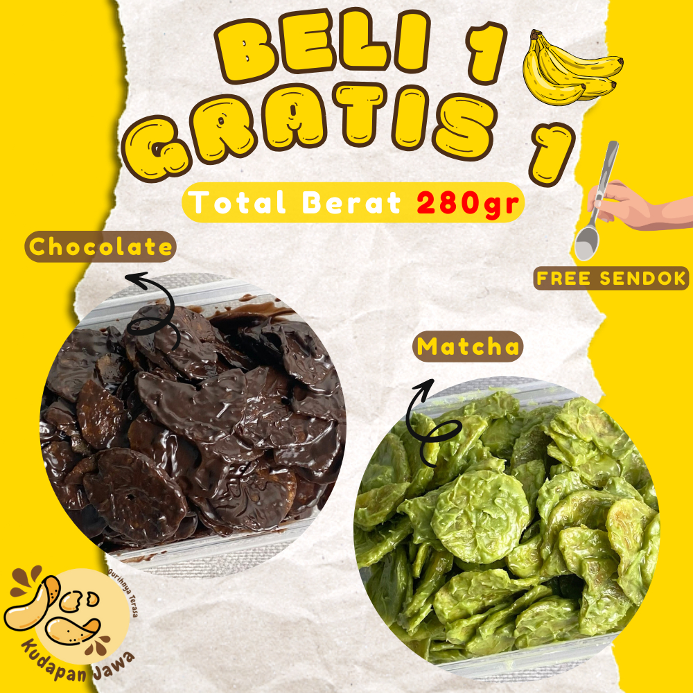 

KUDAPAN JAWA - Paket 280 Gram Keripik Pisang Full Coklat Lumer Melted Choco Banana Chips Box