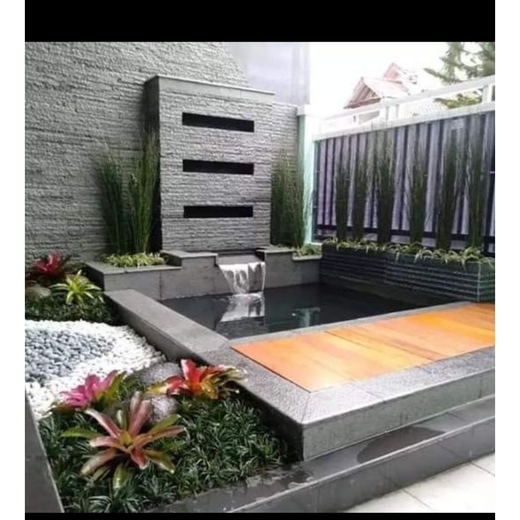pembuatan kolam ikan koi kolam minimalis (taman) kering