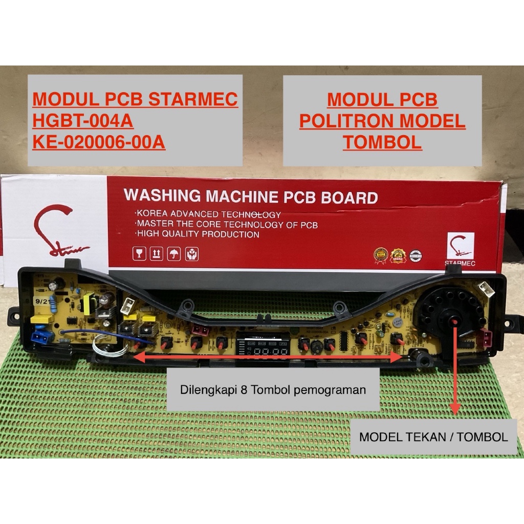 MODUL PCB HGBT - 004A MODEL TOMBOL / MODUL MESIN CUCI POLITRON TOP LOADING + BUBBLE WRAP
