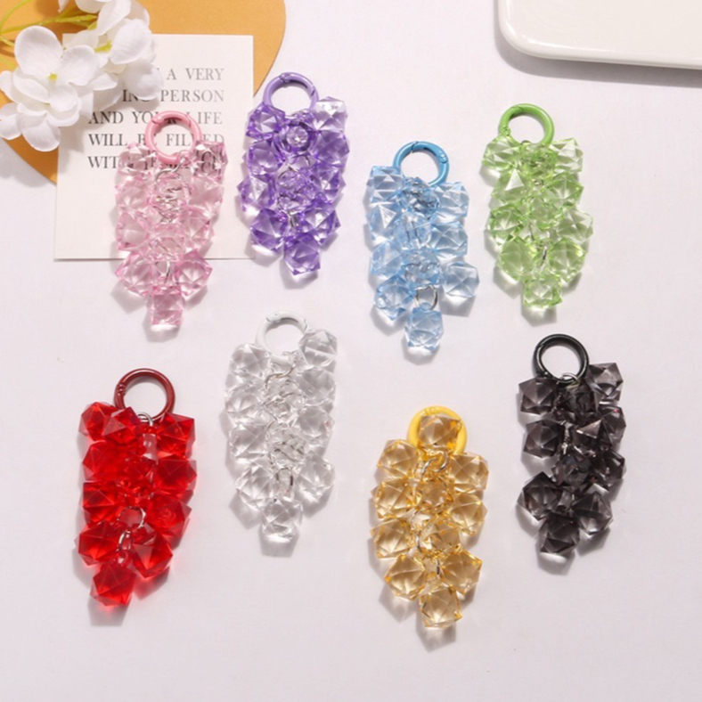 Gantungan Kunci Kristal Anggur Transparan - Unik & Lucu untuk Gantungan Kunci, Tas, Ransel, HP