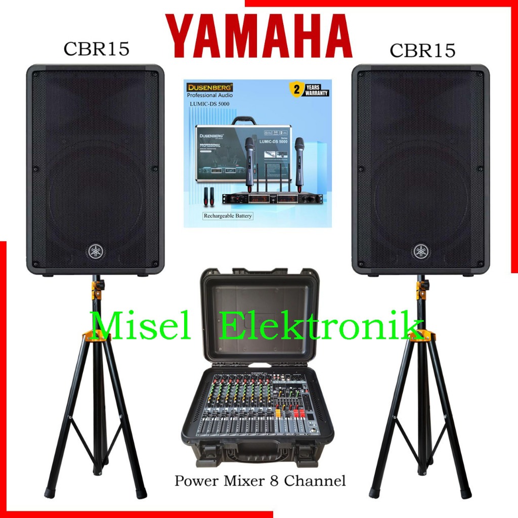 Paket Sound System Speaker Pasif 15 Inch Yamaha DBR15 Power Mixer 8 Channel