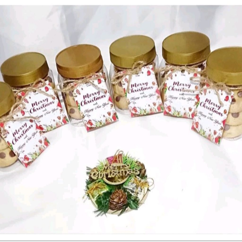 

hampers cookies mini tema natal kemasan toples 200ml free hang tag