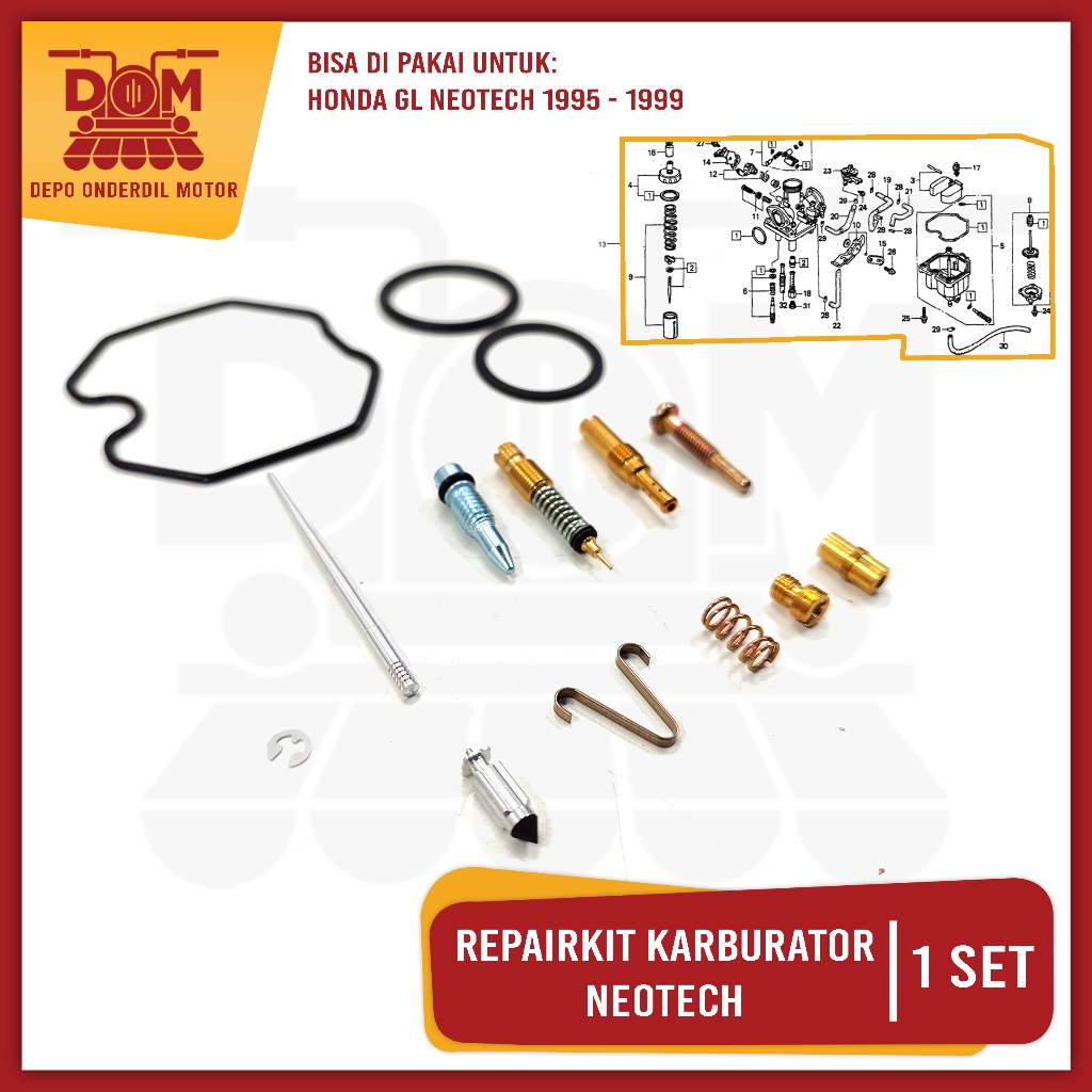 Repairkit Karburator GL Neotech (KAWA) Karburator Repair Kit Parkit Spuyer Karbu Assy Honda GL Pro