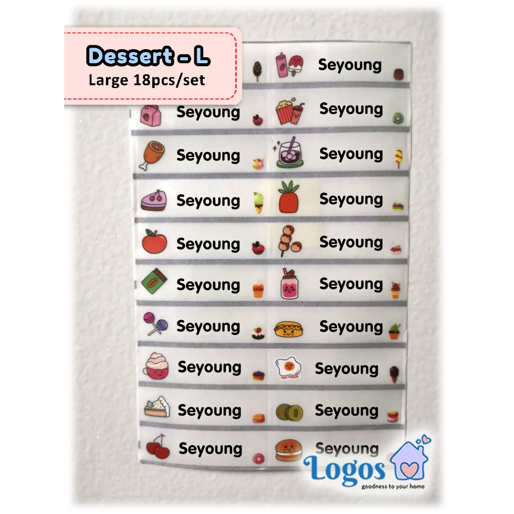 

Dessert Label nama waterproof LARGE pipih stiker nama anak name sticker makanan food yumyum