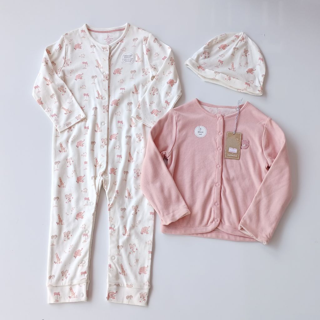 sleepsuit MOTHERCARE SALE UP TO 50% - sleepsuit + cardi + topi safari pinky lion
