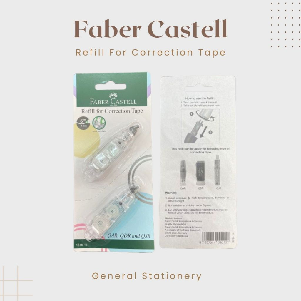 

Faber Castell Refill Correction Tape Set 2 For QAR/QDR/QJR / Refill Tipe X Kertas Faber Castell / Set