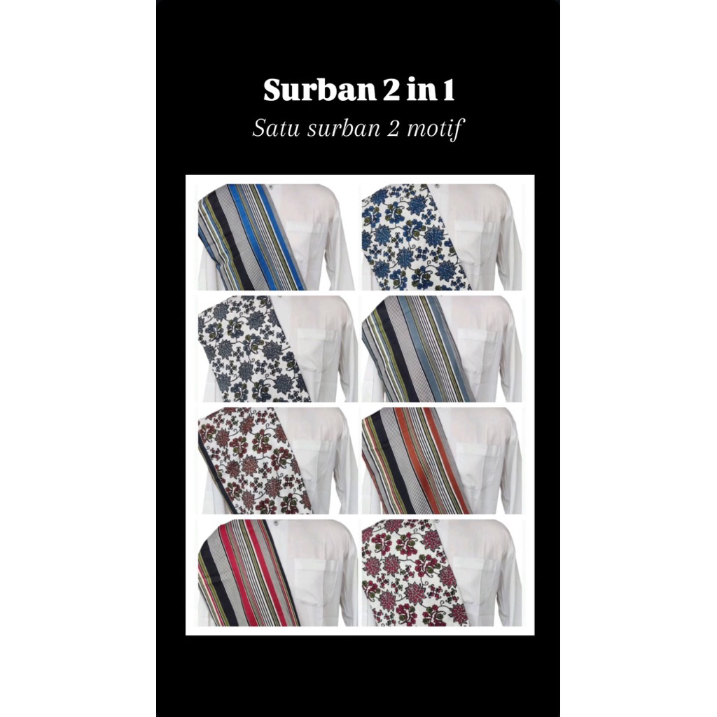 surban 2 in 1/surban 2 motif/surban kasimir/rida’/sorban/yaman/arab/terompah/trompah/maulid